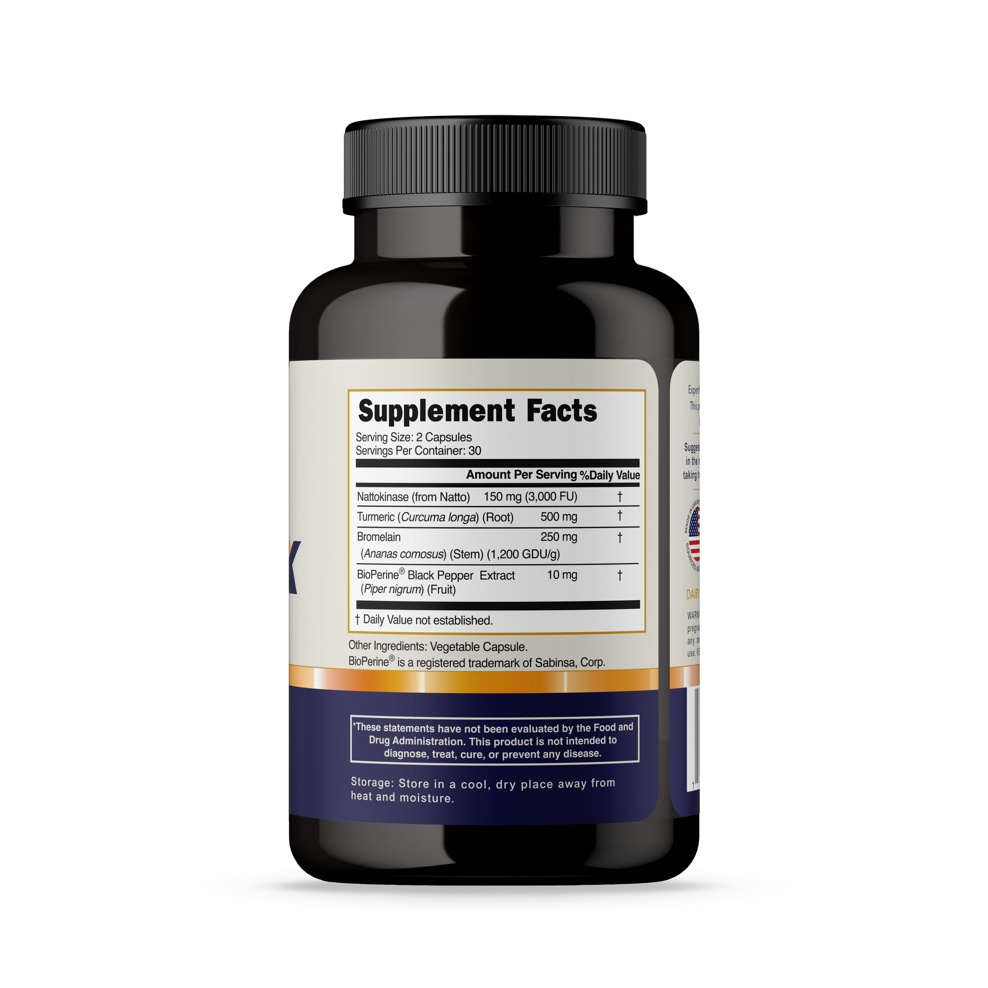 VaxxPax supplement facts label
